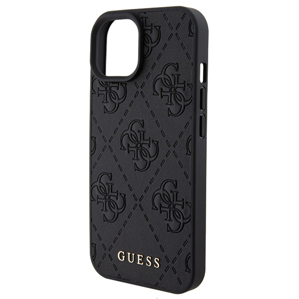 Etui Guess Leather 4G Stamped na iPhone 15 - czarne 
