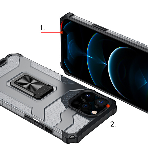 Crystal Ring Case robuste Kickstand TPU/PC Panzer Handyhülle Hard Case für iPhone 11 Pro schwarz