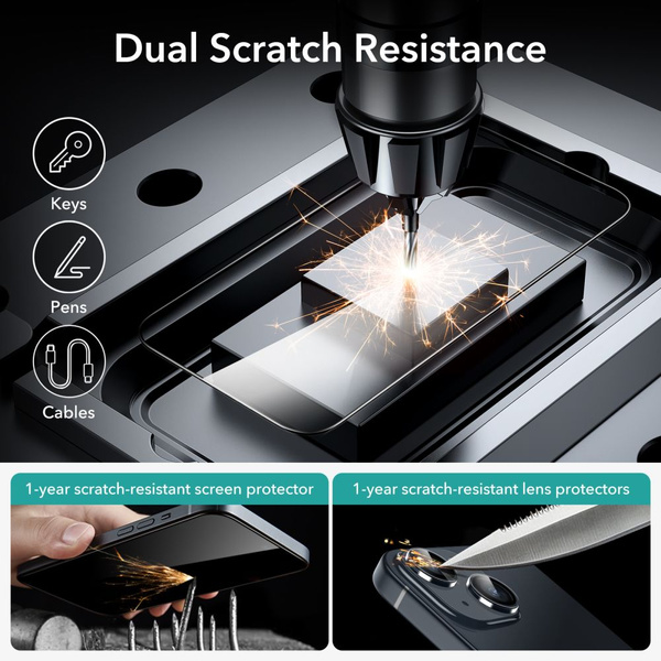 ESR Tempered Glass für iPhone 15 - Schwarz 2 Stk.