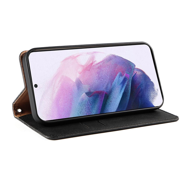 Magnetband Hülle Hülle für Samsung Galaxy S22+ (S22 Plus) Tasche Geldbörse + Mini Lanyard Anhänger Schwarz