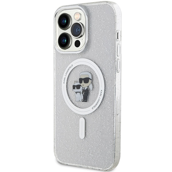 Karl Lagerfeld Karl&Choupette Glitter MagSafe Hülle für iPhone 15 Pro Max – transparent