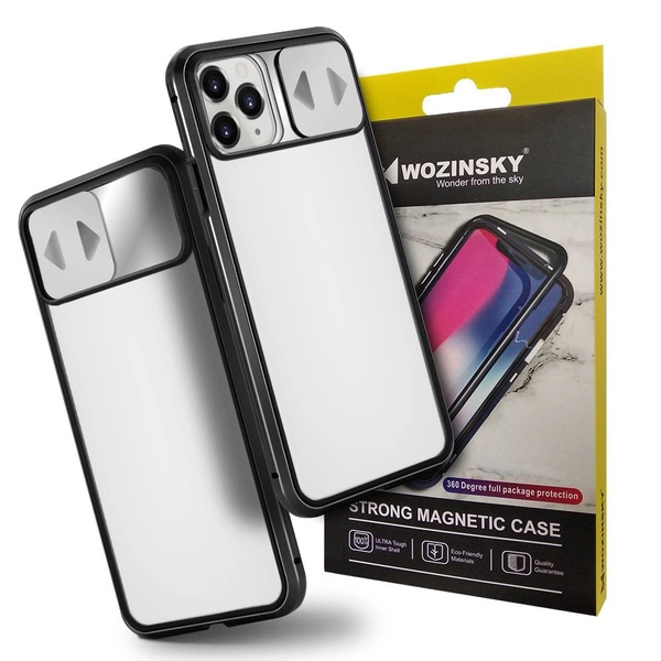 [PO ZWROCIE] Wozinsky Magnetic Cam Slider Case magnetyczne etui 360 na cały telefon szkło na ekran osłona na aparat Huawei P40 Lite 5G czarny