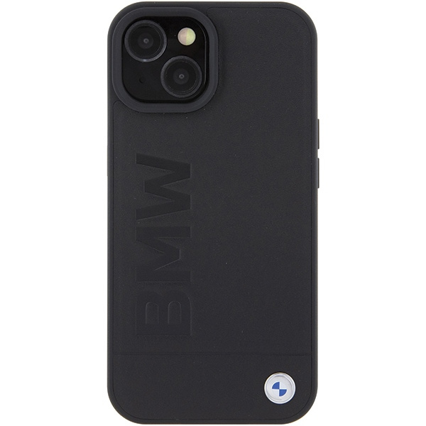 BMW Leder Hot Stamp Hülle für iPhone 15 – Schwarz 