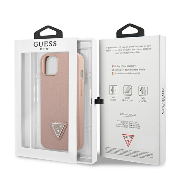 Guess GUHCP13SPSATLP iPhone 13 mini 5.4&quot; pink/pink hardcase SaffianoTriangle Logo