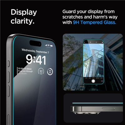 [RETURNED ITEM] TEMPERED GLASS Spigen GLAS.TR "EZ FIT" 2-PACK IPHONE 15 PRO MAX CLEAR