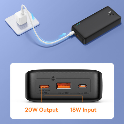 Powerbank Baseus Airpow 20W 20000mAh z kablem Baseus Simple Series USB-A - USB-C 50cm - czarny