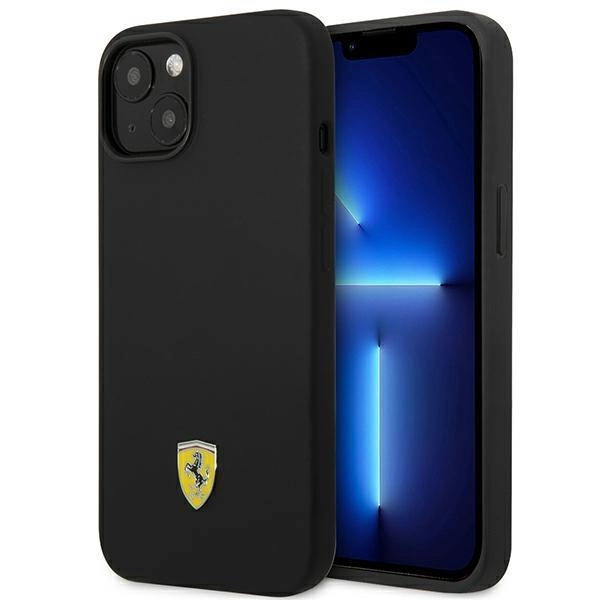 Etui Ferrari Silicone Metal Logo na iPhone 14 - czarne