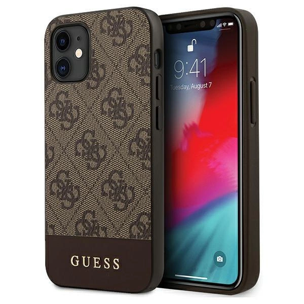 Guess GUHCP12SG4GLBR iPhone 12 mini 5,4" brązowy/brown hardcase 4G Stripe Collection