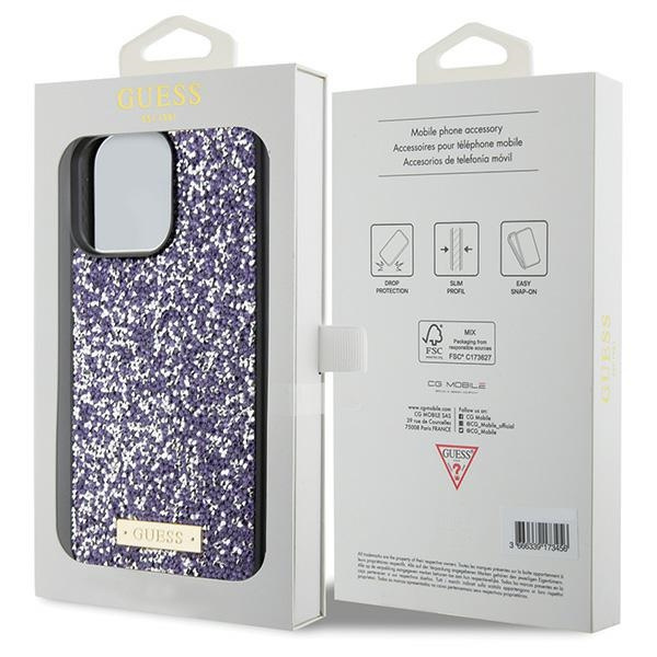 Guess Rhinestone Metal Logo case for iPhone 15 Pro - pink
