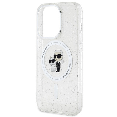 Karl Lagerfeld Karl&amp;Choupette Glitter MagSafe case for iPhone 15 Pro - transparent