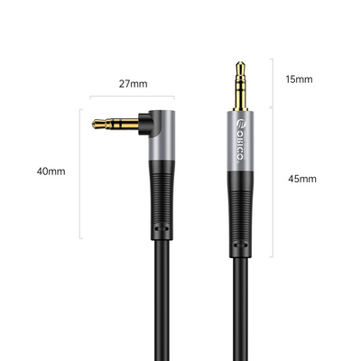Kabel kątowy audio Orico AXW mini jack 3.5 mm męski do męskiego 3 m - czarny