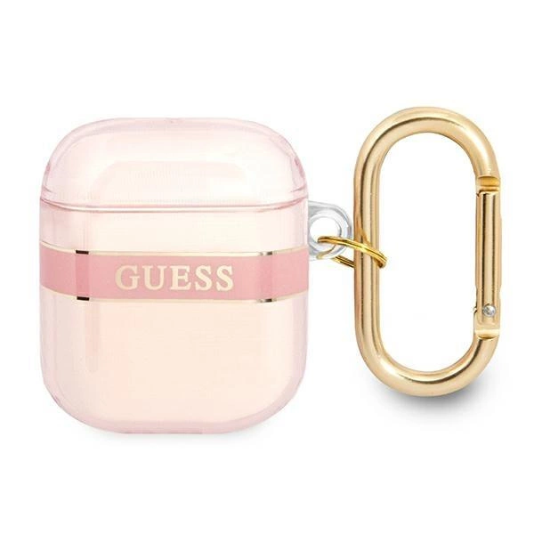 Etui Guess Strap Collection na AirPods 1/2 - różowe