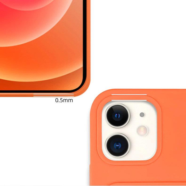 Card Case silikonowe etui portfel z kieszonką na kartę dokumenty do iPhone 12 Pro pomarańczowy