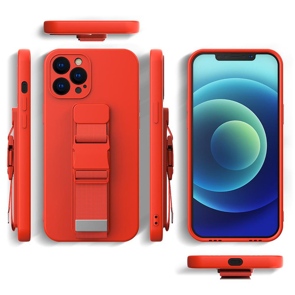 Kordelhülle Gelhülle mit Umhängeband Kette Handtasche Umhängeband Samsung Galaxy S21 5G rot