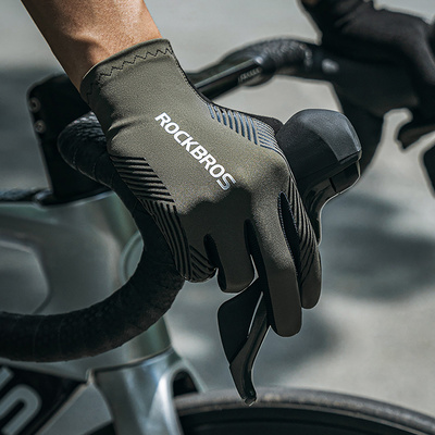 Rockbros Fahrradhandschuhe Frühling/Sommer/Herbst, Full, Größe: M - Grün