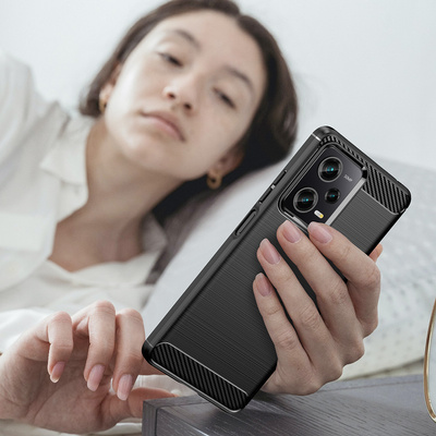 Carbon Case Xiaomi Poco X5 Pro 5G flexible silicone carbon cover black