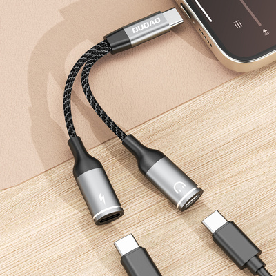Dudao L13C+ 2in1 USB-C-Adapter – Grau