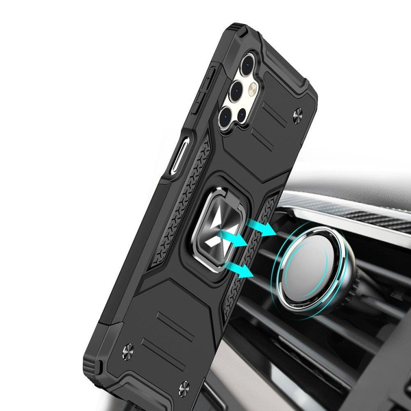 Wozinsky Ring Armor Tough Hybrid Case Cover + Magnethalter für Samsung Galaxy A73 silber