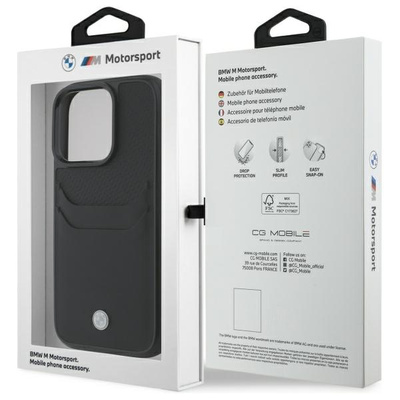 Etui BMW Sign Leather Cardslot na iPhone 16 Pro Max - czarne
