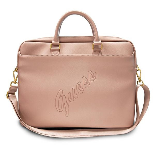 Guess Saffiano Script 16&quot; Laptoptasche - Rosa