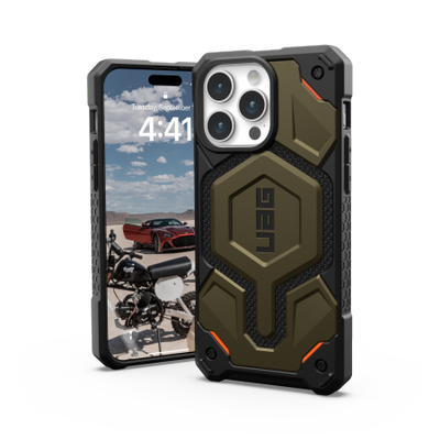 UAG Monarch Pro Hülle mit MagSafe für iPhone 15 Pro Max – grünes Kevlar