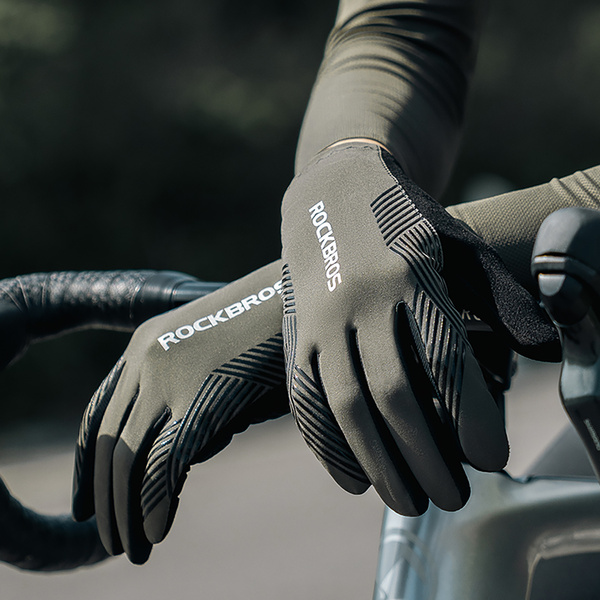 Rockbros Fahrradhandschuhe Frühling/Sommer/Herbst, Full, Größe: XL - Grün
