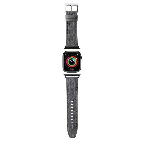 Pasek Karl Lagerfeld Saffiano Monogram na Apple Watch 42/44/45/49mm - srebrny