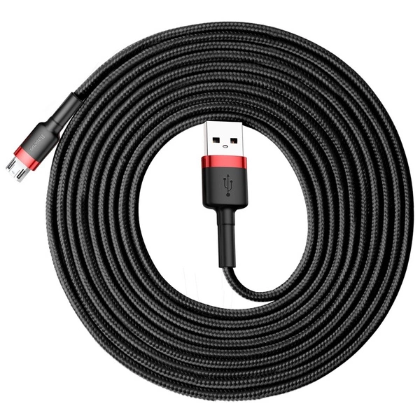 Baseus Cafule câble en nylon durable USB / micro USB 2A 3M noir-rouge (CAMKLF-H91)