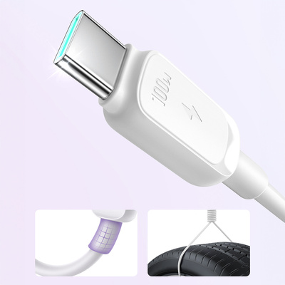 Joyroom Multi-Color Series A14 USB-C / USB-C 100W 1,2 m Kabel - Weiß