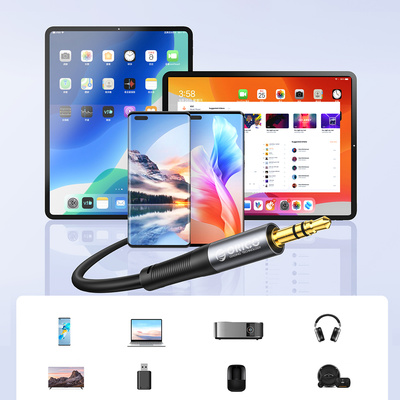 Kabel kątowy audio Orico AXW mini jack 3.5 mm męski do męskiego 2 m - czarny