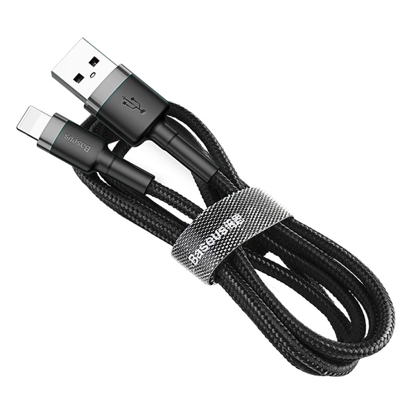 Baseus Cafule Kabel strapazierfähiges Nylonkabel USB / Lightning QC3.0 2.4A 1M schwarz-grau (CALKLF-BG1)