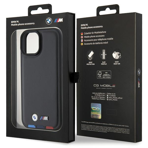 BMW BMHCP15S22PTDK iPhone 15 6.1&quot; black/black Leather Stamp Tricolor