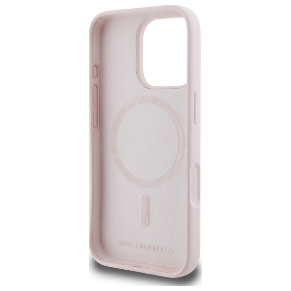 Karl Lagerfeld Silicone Case Heads Print MagSafe for iPhone 16 Pro - Pink