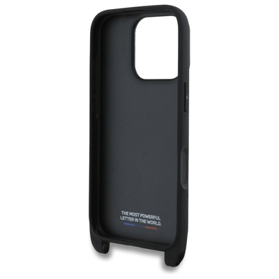 BMW M Edition Carbon Tricolor Lines &amp; Strap Case for iPhone 16 Pro - Black