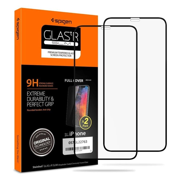 Szkło hartowane Spigen Glass FC na iPhone 11 Pro - czarne 2 szt.