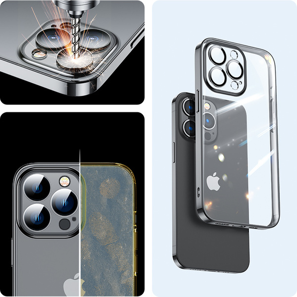 Joyroom 14Q Case Hülle für iPhone 14 Plus Hülle mit Metallic-Rahmen schwarz (JR-14Q3-black)