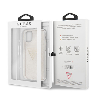 Guess GUHCN58SGTLGO iPhone 11 Pro Gold/Gold Hartschalenetui Glitter Triangle