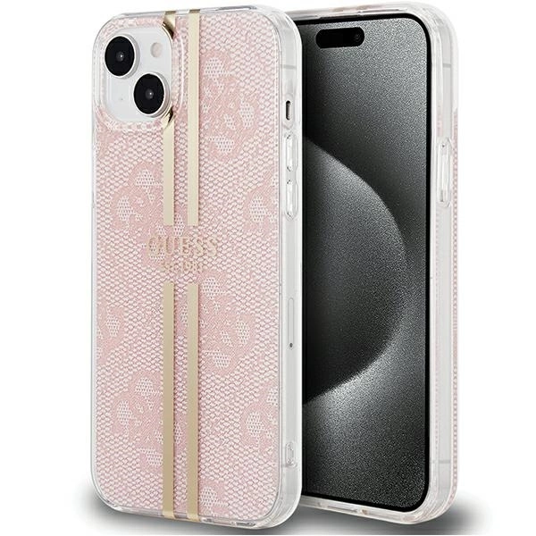 Guess IML 4G Gold Stripe case for iPhone 15 / 14 / 13 - pink