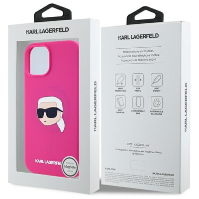 Karl Lagerfeld KLHMP15SSKHPPLF iPhone 15 6.1&quot; fuchsia/fuschia hardcase Silicone Karl Head Print MagSafe