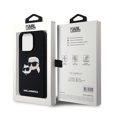 Etui Karl Lagerfeld Silicone Karl&Choupette MagSafe na iPhone 15 Pro - czarne