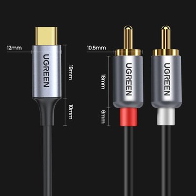 Ugreen -Kabel Audio-Soundkabel USB Typ C (männlich) - 2RCA (männlich) 1,5 m grau (20193 CM451)