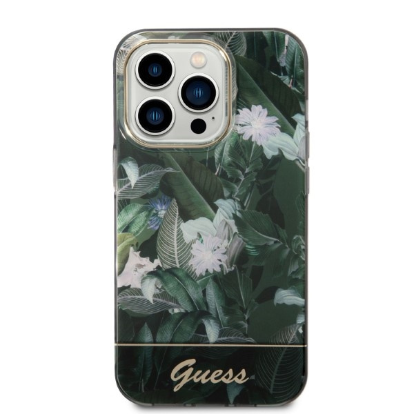 Guess Jungle Collection Hülle für iPhone 14 Pro Max – grün