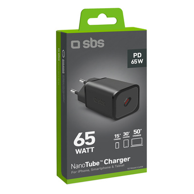 Ładowarka sieciowa SBS TETRGAN1C65W 65W GaN z Power Delivery - czarna