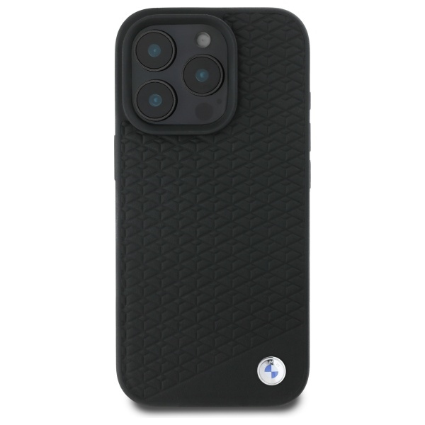 BMW Sign Leather Diamond Metal Logo MagSafe-Hülle für iPhone 16 Pro – Schwarz