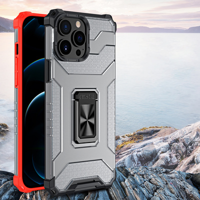 Crystal Ring Case robuste Kickstand TPU/PC Panzer Handyhülle Hard Case für iPhone 12 Pro blau