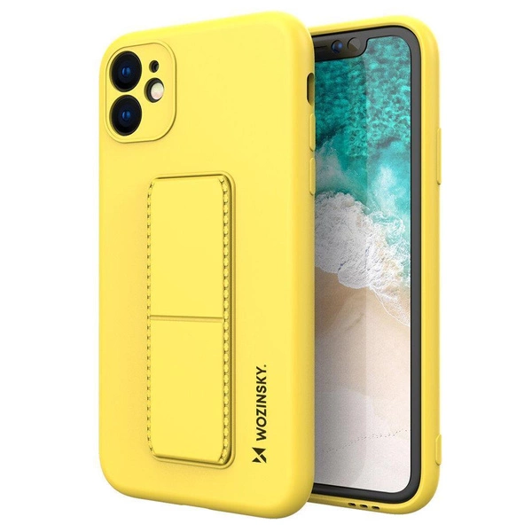 Wozinsky Kickstand Case silikonowe etui z podstawką iPhone 11 Pro Max żółte