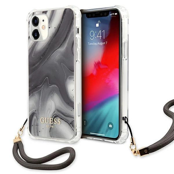Etui Guess Marble Collection na iPhone 12 mini - szare