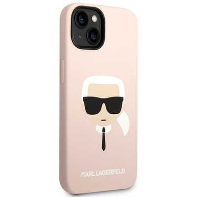 Etui Karl Lagerfeld Silicone Karl's Head MagSafe na iPhone 14 - jasnoróżowe