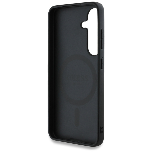 Guess 4G Round Patch Classic Logo MagSafe Hülle für Samsung Galaxy S25 rosa