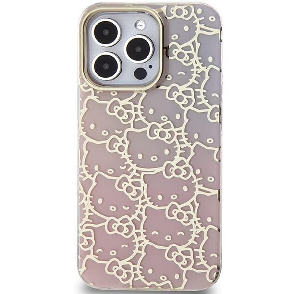 Hello Kitty IML Gradient Electrop Crowded Kitty Head Hülle für iPhone 15 Pro Max – Pink